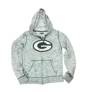 NFL Team Apparel Greenbay Packers Full Zip Gray Hoodie Women Size Small Football